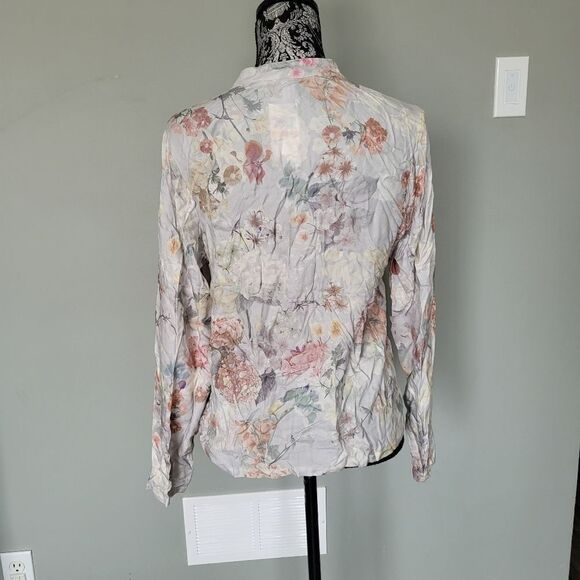 Women's Flora Nikrooz Moira Floral Print Twill Pajamas, Size Small - Grey - Picture 5 of 6